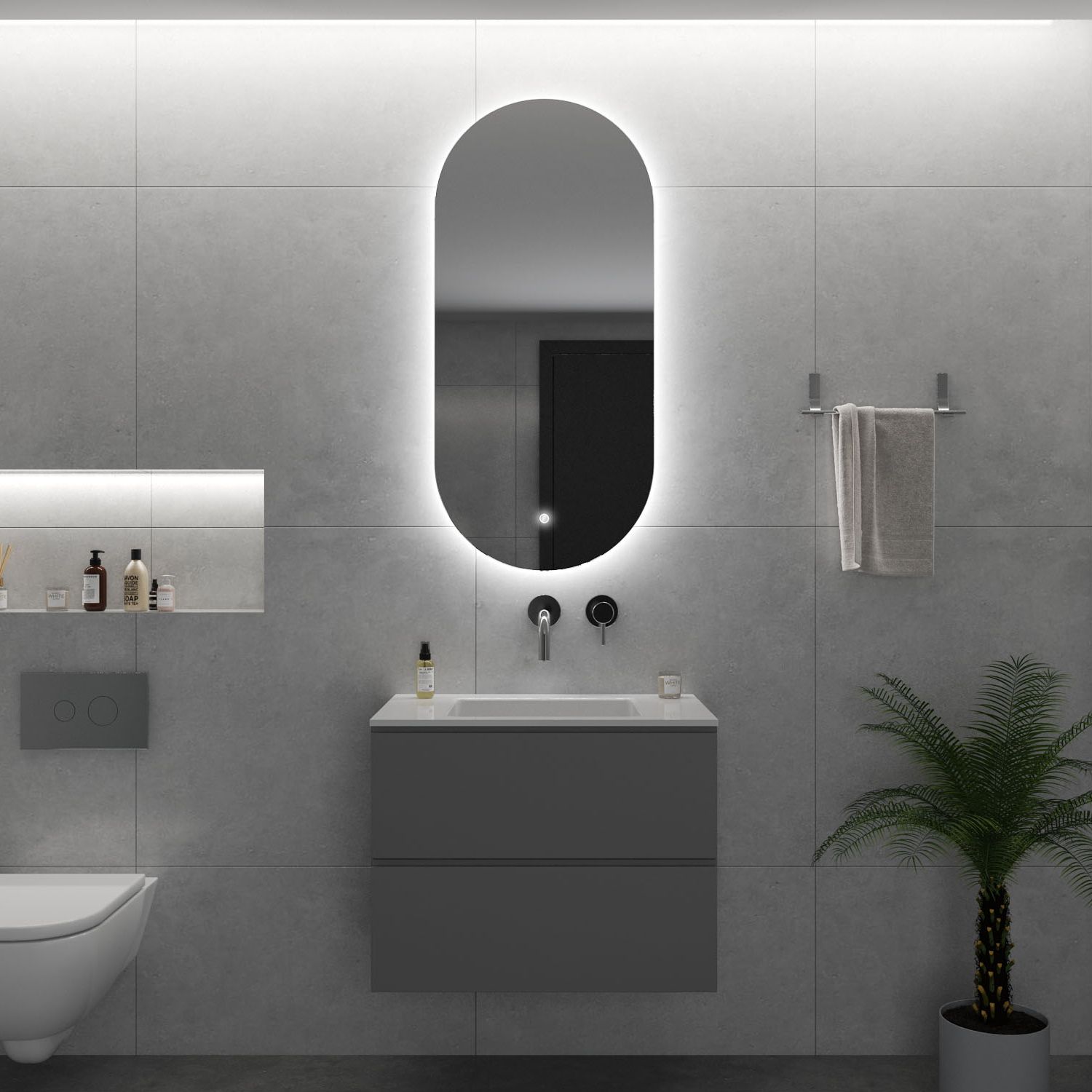Boss & Wessing Badkamerspiegel bws riono verticaal led incl. Verwarming (alle maten)