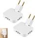 SURIGHT Platte wandstekkerdoos - Set van 2 - 180° draaibare wandstekkerdoos met 3 EU- en VS-adapters - Stekkerdoos voor thuis