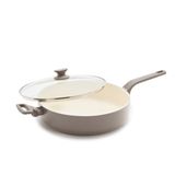 GreenPan Essence Pro stoofpan 28 cm met deksel, 4,25 l, PFAS-vrije keramische antiaanbaklaag, inductie, ovenbestendig tot 160 °C, vaatwasmachinebestendig, crèmewit