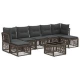 vidaXL Tuinbank Set 8 st Grijs poly rattan