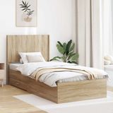 vidaXL Bedframe met opbergruimte en hoofdbord Sonoma Eiken