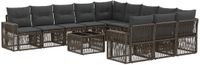 vidaXL Tuinbank Set 12-delig Grijs en Donkergrijs Polyrattan
