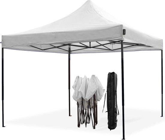 LifeGoods Partytent - Opvouwbaar - 3x3 m - Easy Up - Paviljoen - Waterdicht - Wit