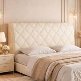 Housse de tête de lit extensible pour têtes de lit rembourrées en blanc