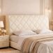 Housse de tête de lit extensible pour têtes de lit rembourrées en blanc