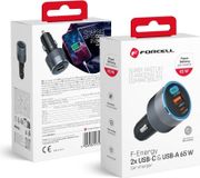 FORCELL F-ENERGY chargeur de voiture en aluminium, 2x Type C + USB A, PD QC4.0, SFC2.0, 4.5A, 65W, gris