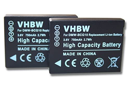 VHBW 2X batterij compatibel met Panasonic Lumix FMC-ZS7, FMC-ZX1 camera (750mAh, 3,6V, Li-Ion)