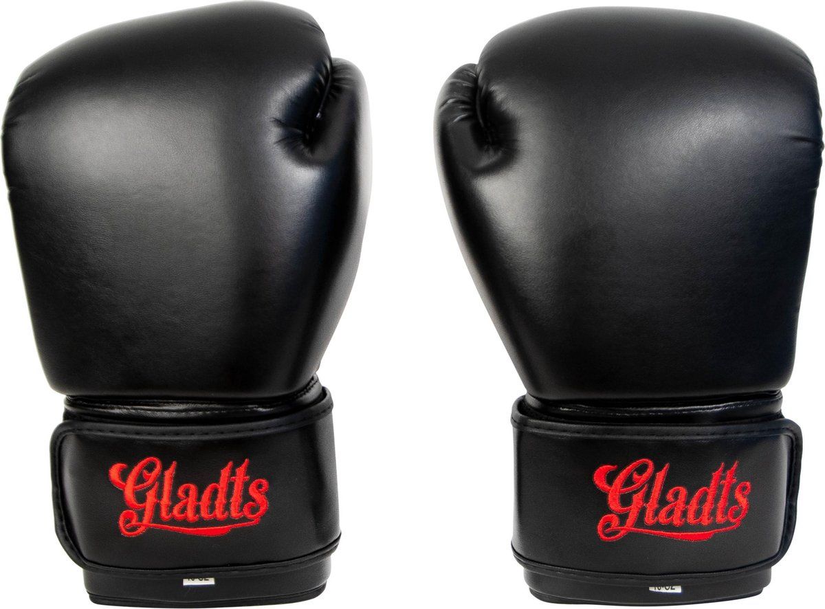 Gladts bokshandschoenen Classic E 16 Oz - Zwart/Rood - Imitatieleer