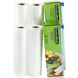 KitchenBoss Vacuümzakken voor levensmiddelen met cutter-box: 4 rollen 20/28x500 cm vacuümrollen BPA-vrije vacuümfolie voor folielasapparaat Sous Vide zak