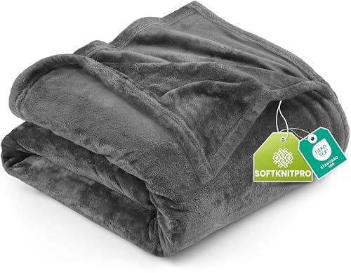 Utopia Bedding Grijs Polar Fleece Deken 300 GSM - Luxe Deken voor Bank, Bed, Antistatisch, Zacht en Pluizig (259 x 228 cm)