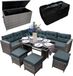 Jardí Rattan Hoekbank & Kussenopbergbox - Gris - 9 places - Résistant aux UV