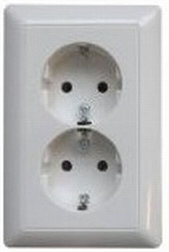Jung AS500 Inbouw Stopcontact met Randaarde - 2-voudig - Alpin wit