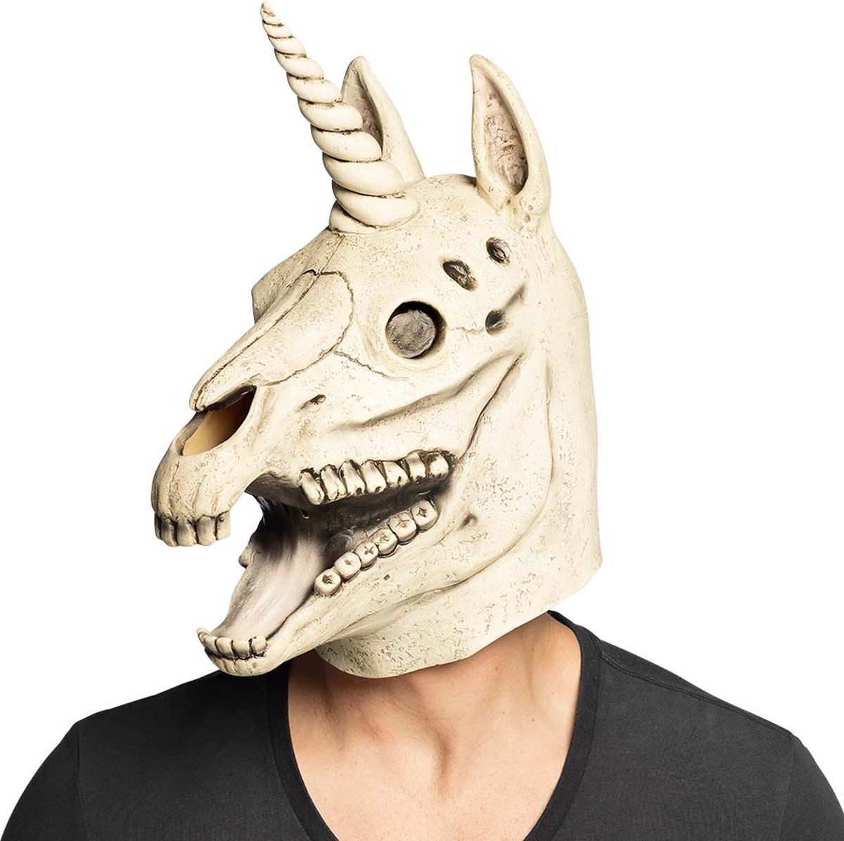 Boland Latex Hoofdmasker Eenhoorn Schedel - Volwassenen - Wit