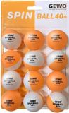 Gewo Tafeltennis Ballen Spinball 40+ - 12 Ping Pong Ballen Wit/Oranje