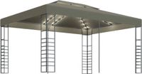 vidaXL Prieel met LED-lichtslinger 3x4 m taupe