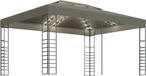 vidaXL Prieel met LED-lichtslinger 3x4 m taupe