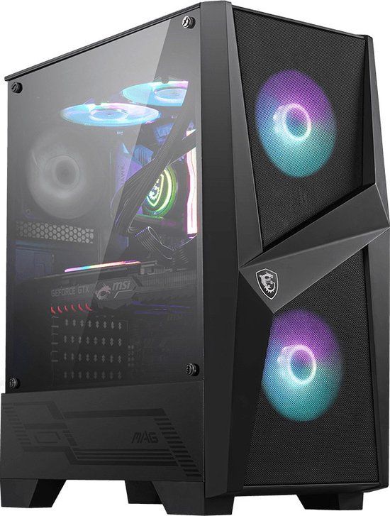 MSI MAG FORGE 100R Computer Case - Midi Tower - Black, Transparent