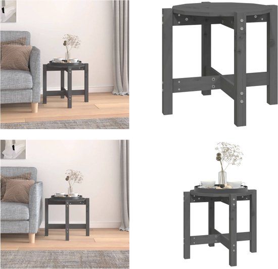 vidaXL Salontafel Ø 52,5x45 cm massief grenenhout grijs