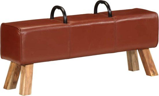 vidaXL Gymbok 110 cm Echt Leer Bruin