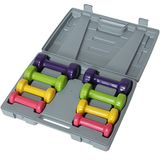 BAKAJI Set van 8 gymhalters met koffer