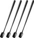 Unyqoos® Set de quatre cuillères à café longues en acier inoxydable, noir