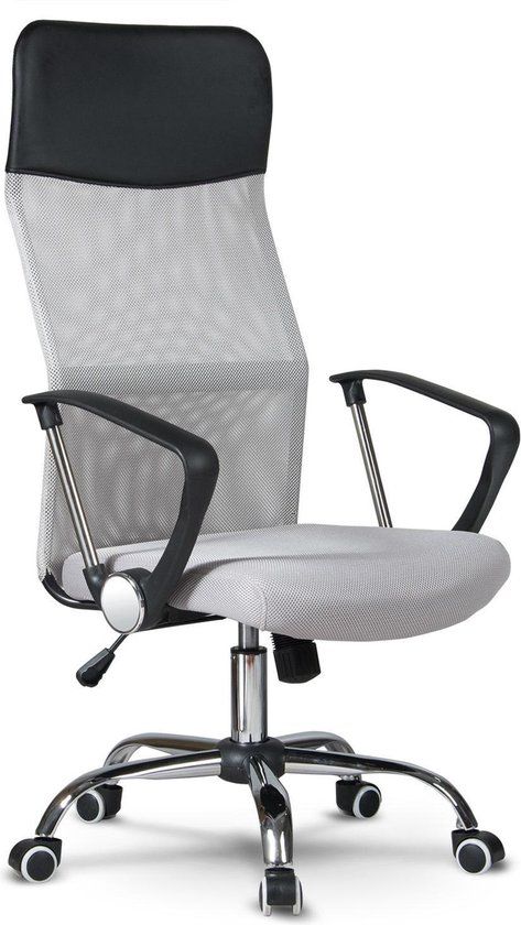 Grijze ergonomische bureaustoel - Sydney design - ademend - met hoofdsteun