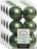 Decoris Boules de Noël - 48 pièces - Vert mousse - 6 cm - Plastique - Mat/Brillant