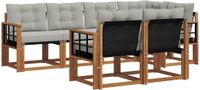 vidaXL Hoek loungeset 7 zitplaatsen Acacia hout Naturel en lichtgrijs