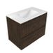 Saniclass Badkamermeubelset - 80x45x62cm - Vygo keramische wastafel wit - 1 wasbak - zonder kraangat - 2 lades - mat eiken charcoal