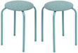 5Five Pouf empilable Fierra - 2x - métal/polyester - bleu - D38 x H46 cm