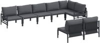 vidaXL - Hoek loungeset - 6 zitplekken - Zwart - Metaal