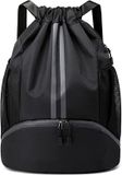 GLOBEREXSPAINSOLUCIONESSLU Sac à dos de sport de football avec cordon de serrage - Noir - 47x15x47 cm - 22,5 L