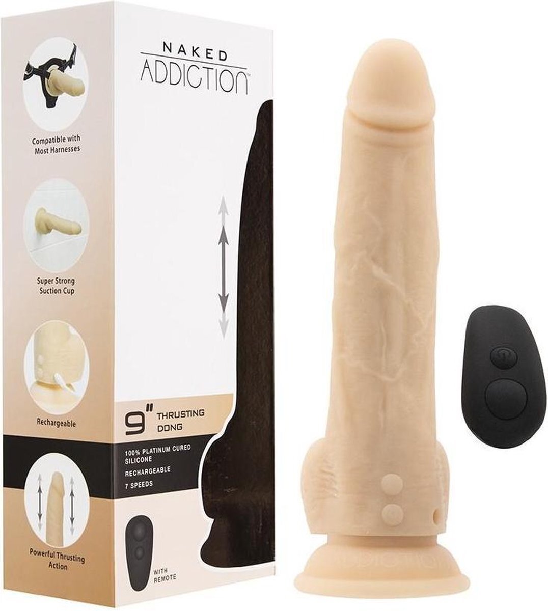 Naked Addiction Stotende Dildo met Zuignap en Afstandsbediening 18 cm