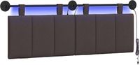 vidaXL Hangend hoofdbord Met LED-verlichting Donkerbruin Stof