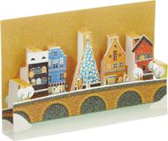 3D pop-up kaart reliëf goede wensen met envelop kerstdorp onder sneeuw landschap winter 61-4073-B BA