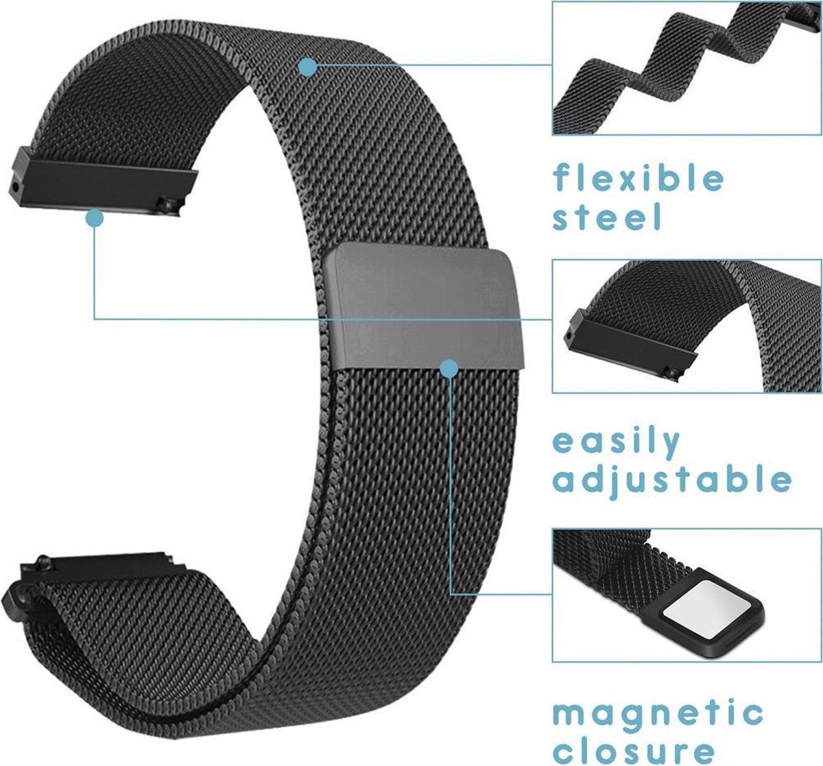 imoshion Milanees Smartwatch Bandje voor de Amazfit GTS / BIP - Zwart