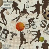 Merkloos / Sans marque KH Grijze Kraft Kadopapier met Sportafbeeldingen – 30 cm × 200 m