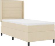 vidaXL LED Boxspringbed met Matras Crème 90 x 190 cm Stof