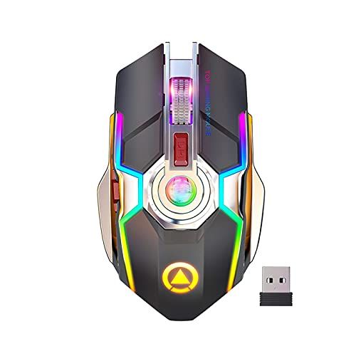 Draadloze gaming muis opladen gaming muis ergonomische stille 7-knop RGB backlit 1600 DPI muis, geschikt voor laptop gamers grijs