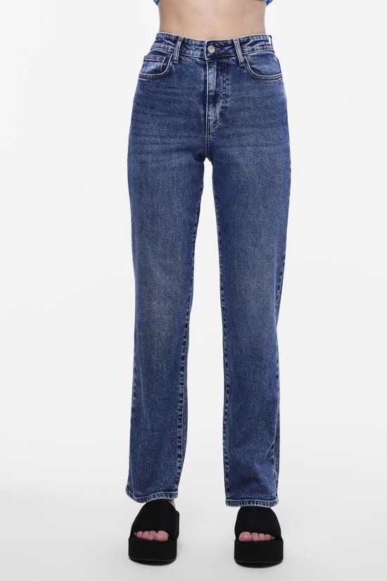 Pieces Jeans Pckelly Hw Straight Jeans Mb402 - Medium Blue Denim - W31/L30
