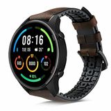 Strap-it siliconen / leren bandje - zwart/bruin - Geschikt voor Xiaomi Mi Watch