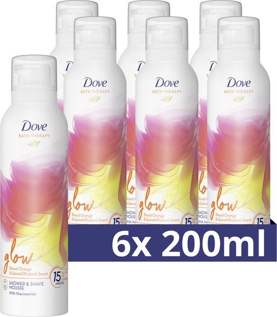 Dove Bath Therapy Glow - Douche- & Scheerschuim - 6 x 200 ml - Voordeelverpakking