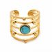 Deja Jewels Goudkleurige Verstelbare Damesring met Turquoise Cabochon