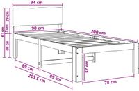 vidaXL Eenpersoonsbed met hoofdbord ROSTOCK Donkerbruin 90 x 200 cm