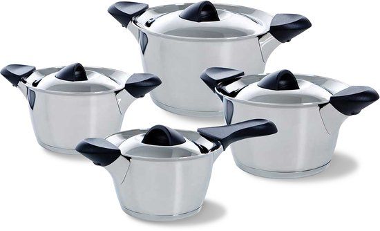 BK Q-linair Pannenset - 4-delig - RVS - Zilver