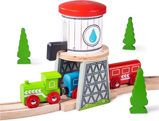 Bigjigs Watertoren - Hout & Kunststof - Grijs/Rood