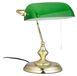 Lampe de bureau avec interrupteur à tirette, abat-jour vert, 31 x 22,5 x 18,5 cm, laiton
