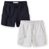 Minoti Korte Broek Jongens 2-Pack Cargo Katoen Donkerblauw
