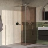 Brauer Oblivion - Inloopdouche - Brons Glas - 90 x 200 cm - met Zijwand 30 cm - incl. Glascoating - PVD RVS-Kleurig Geborsteld