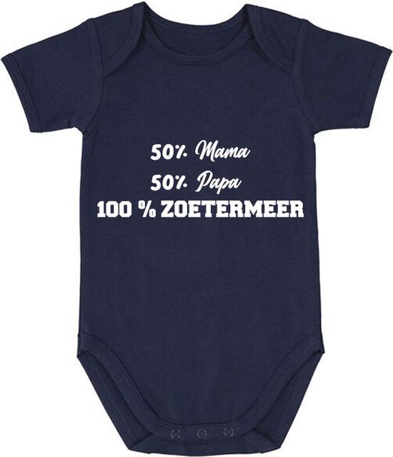 Blauwe Baby Romper Jongen - Katoen - Maat 62/68 - Korte Mouw